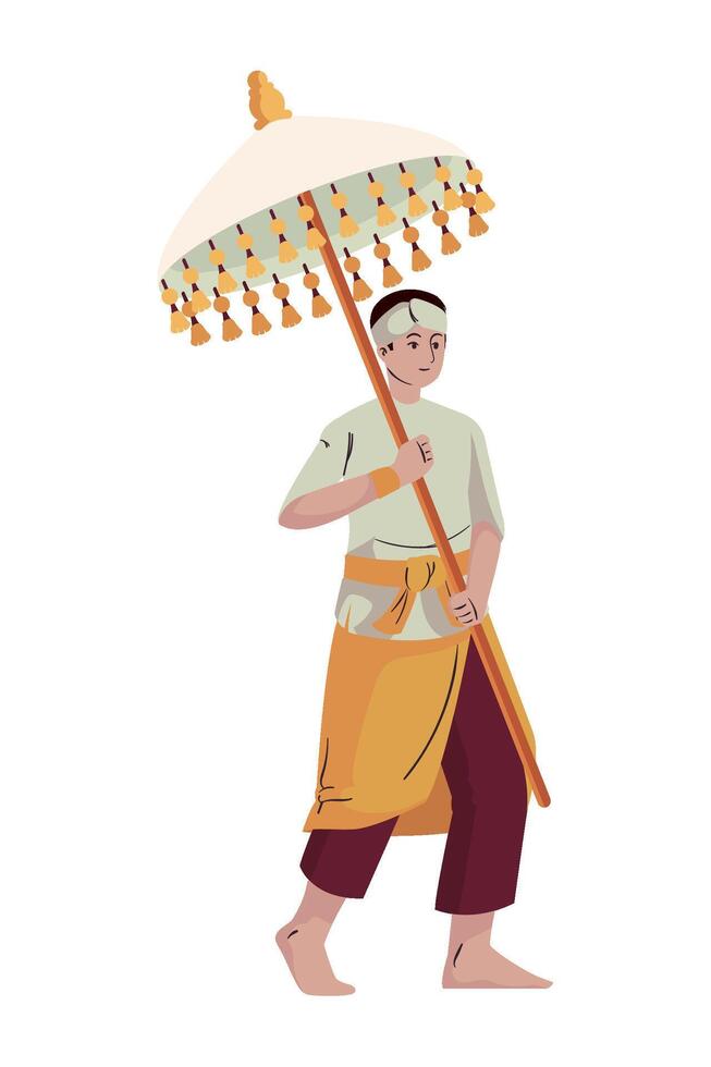 A man in traditional clothing holding an umbrella vector