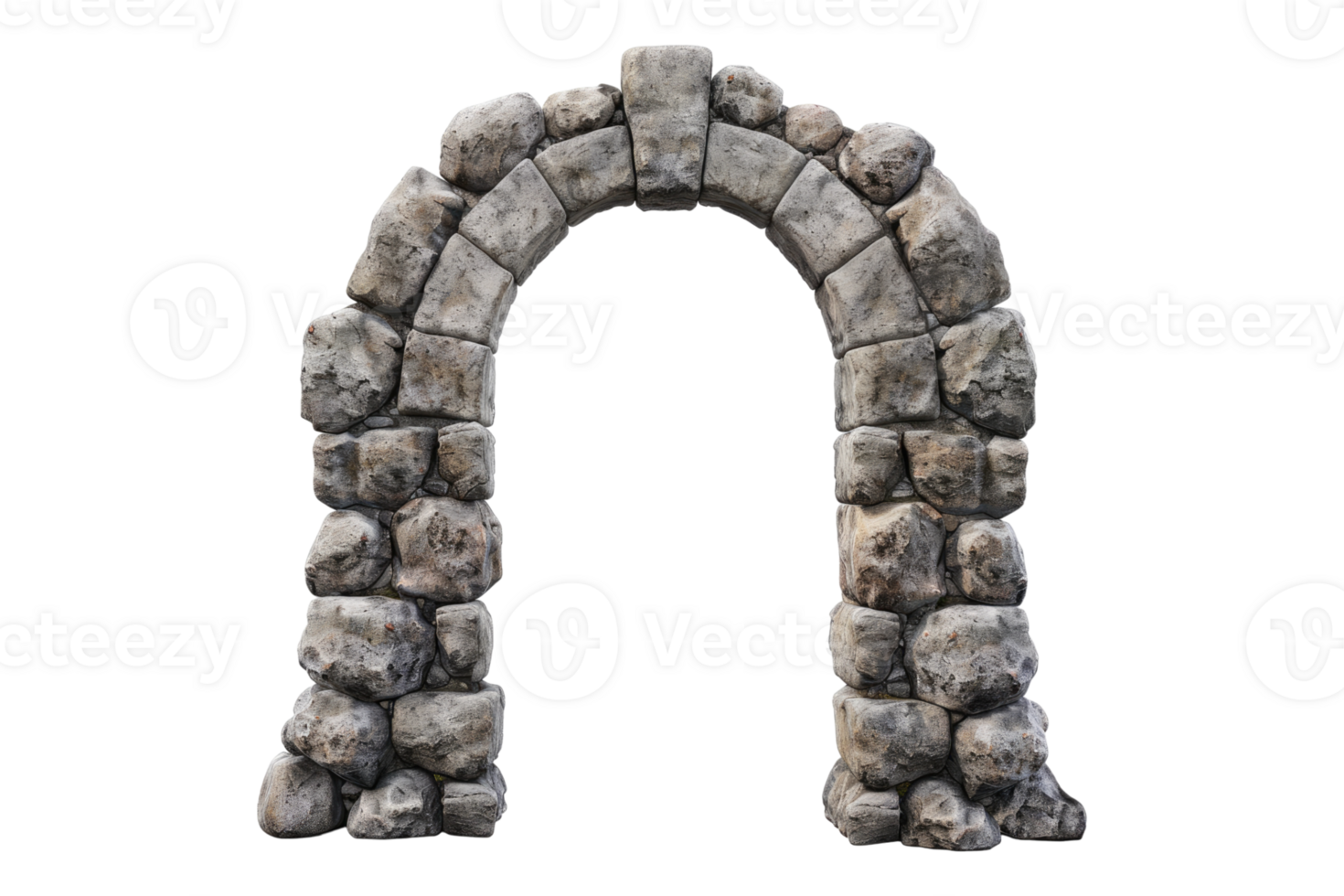 Stone arch door isolated on transparent background. png