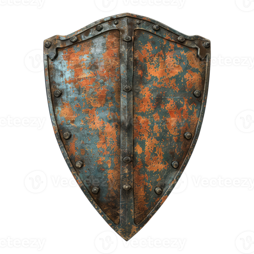 Antique medieval shield isolated on transparent background. png