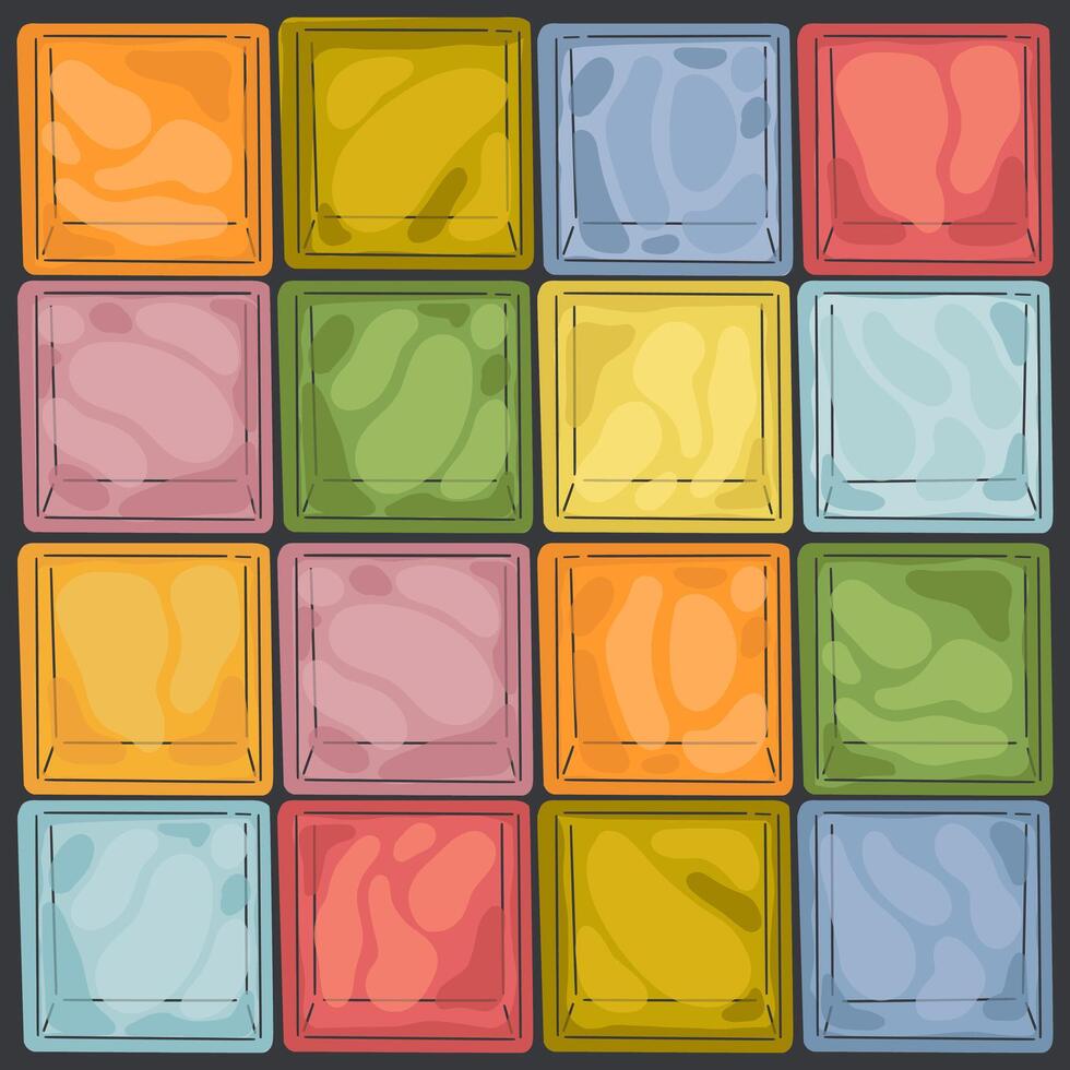 Glass block bricks for walls and interior, wave surface design. Contemporary hand drawn modern illustration vector