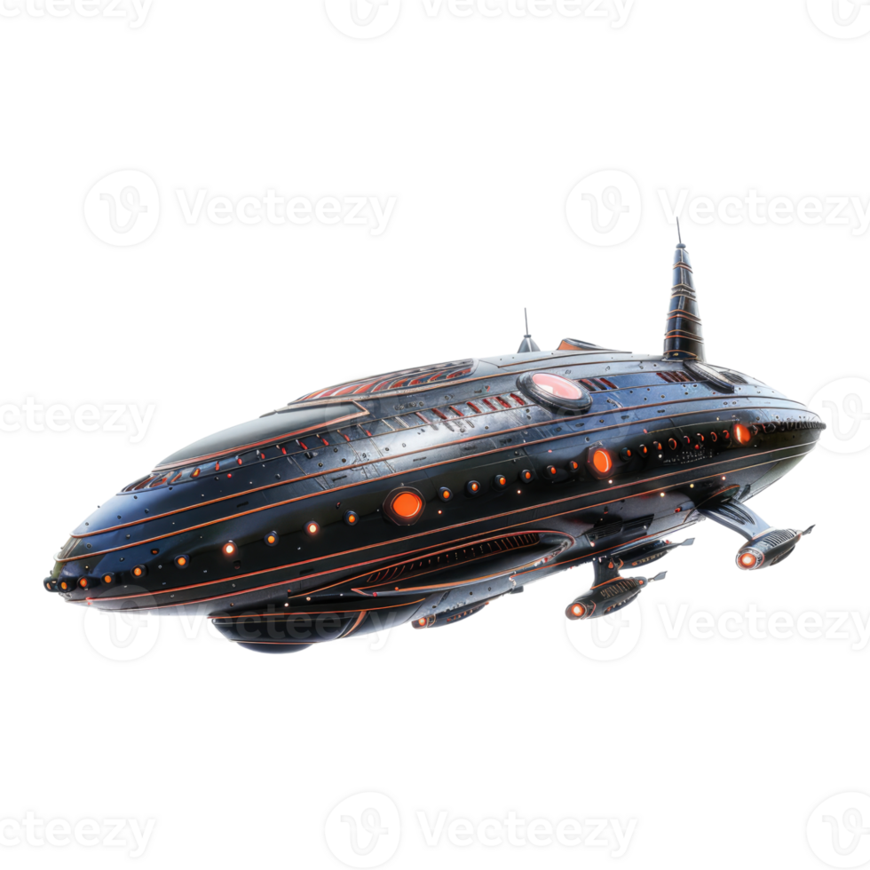 Alien spaceship isolated on transparent background. png