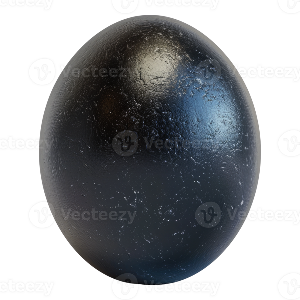 Shiny black egg isolated on transparent background. png