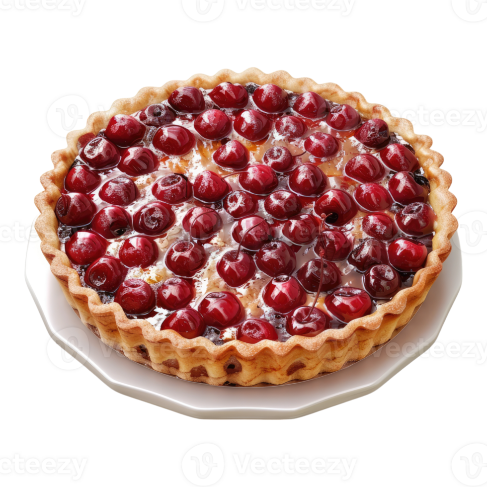Clafoutis cherry pie Isolated on transparent background. png
