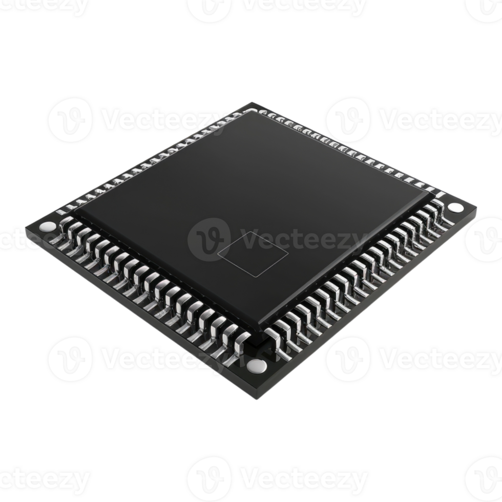 Processor chip Isolated on transparent background. png