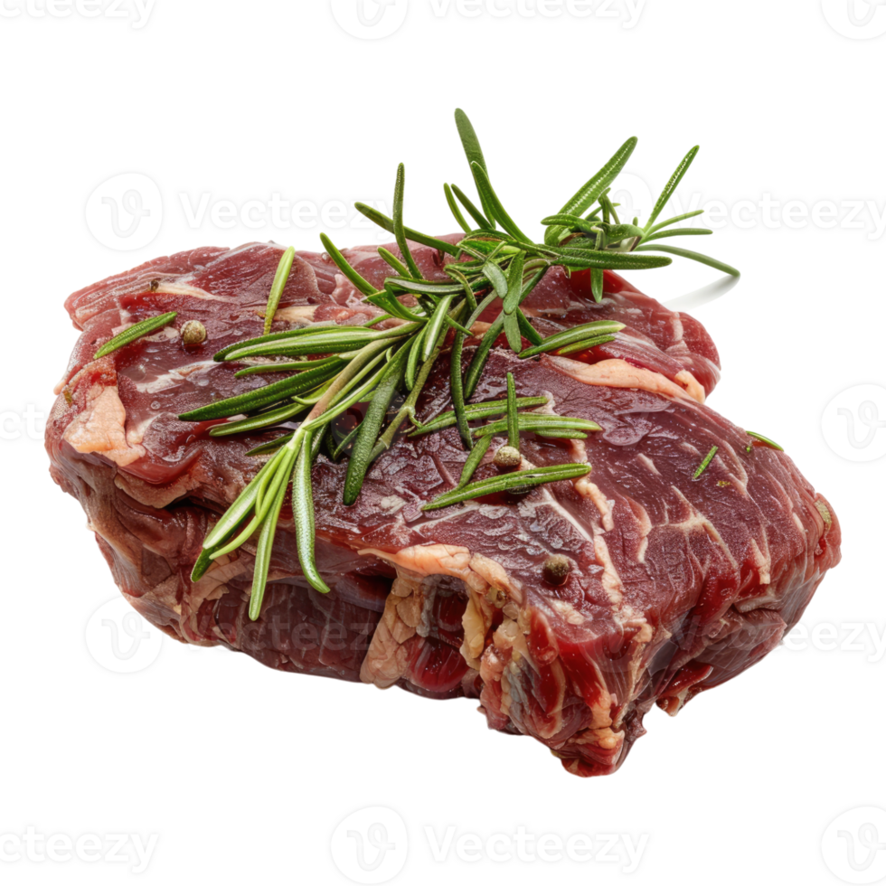 Beef meat with rosemary Isolated on transparent background. png