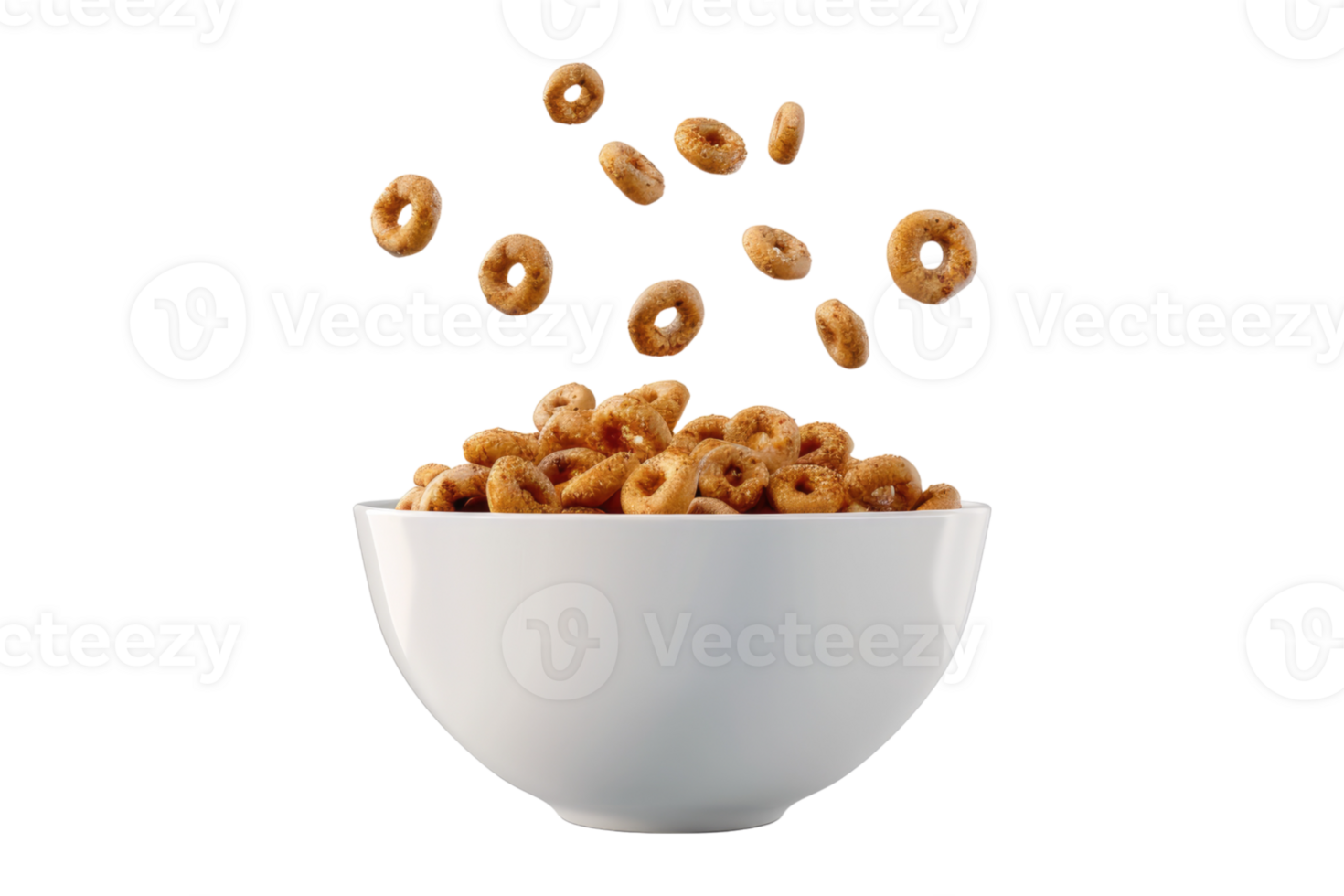 Cereal in white bowl isolated on transparent background. png