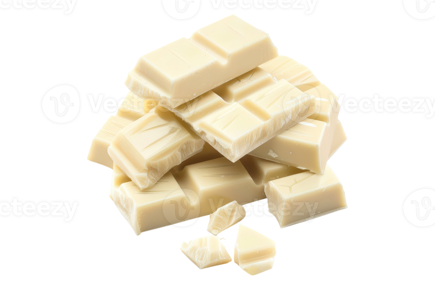 White chocolate isolated on transparent background. png
