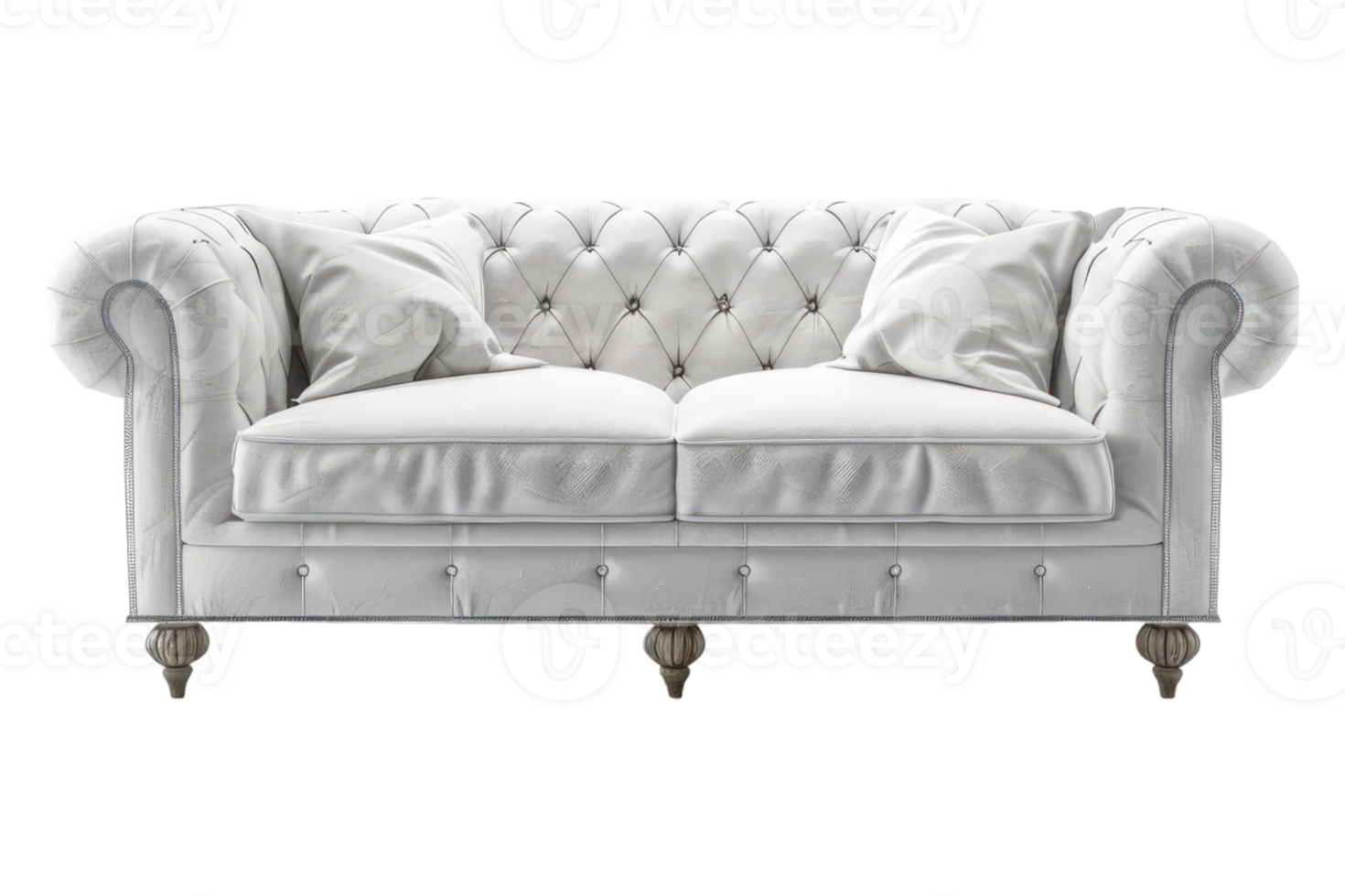 Luxury tufted sofa isolated on transparent background. png