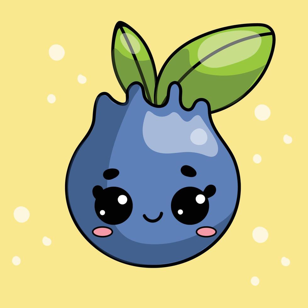 Kawaii blueberry, hand drawn illustration for children vector