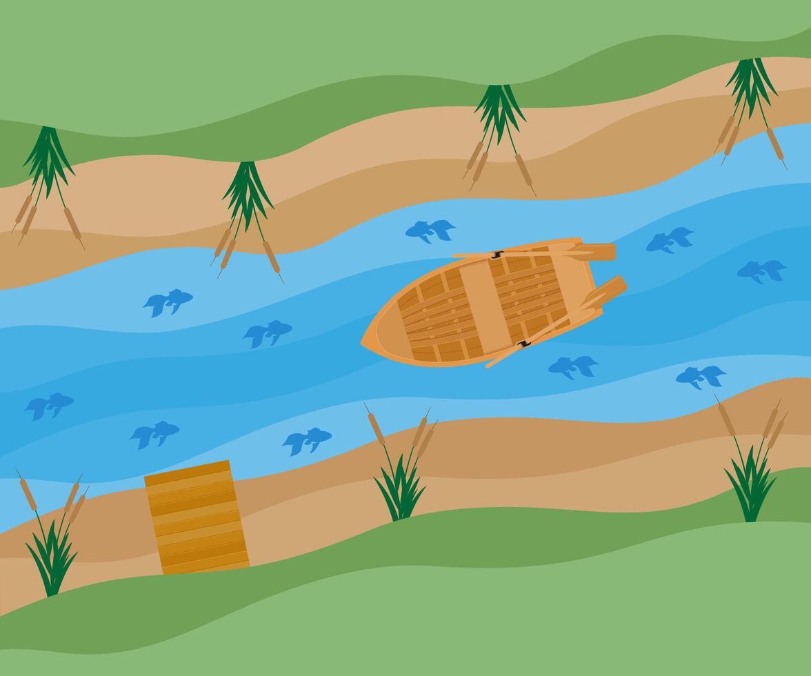 paper cut fishing art banner illustration flat style background for you design vector