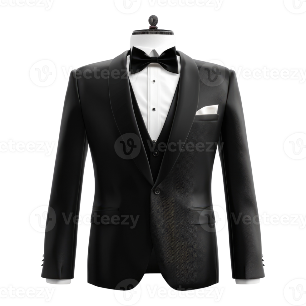 A black tuxedo isolated on transparent background. png