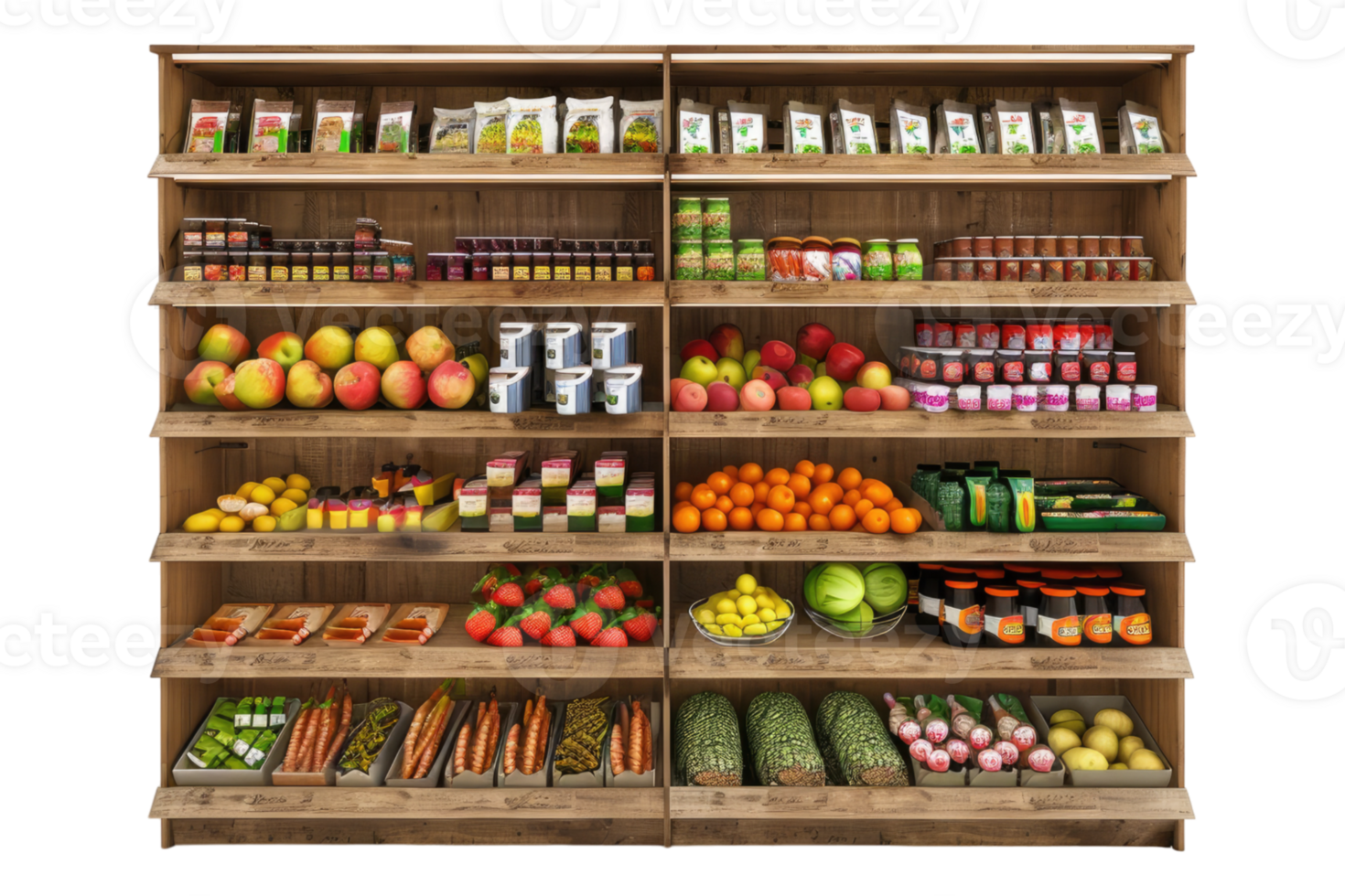 Supermarket product shelf isolated on transparent background. png