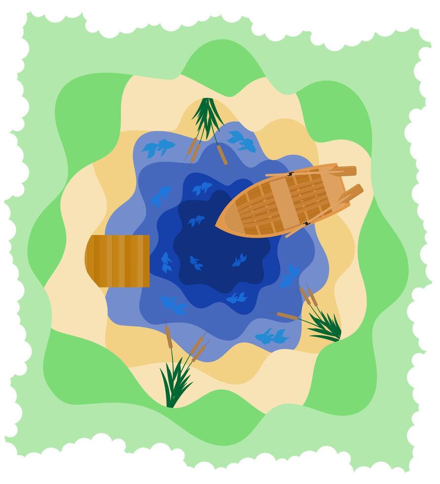 paper cut fishing art banner illustration flat style background for you design vector