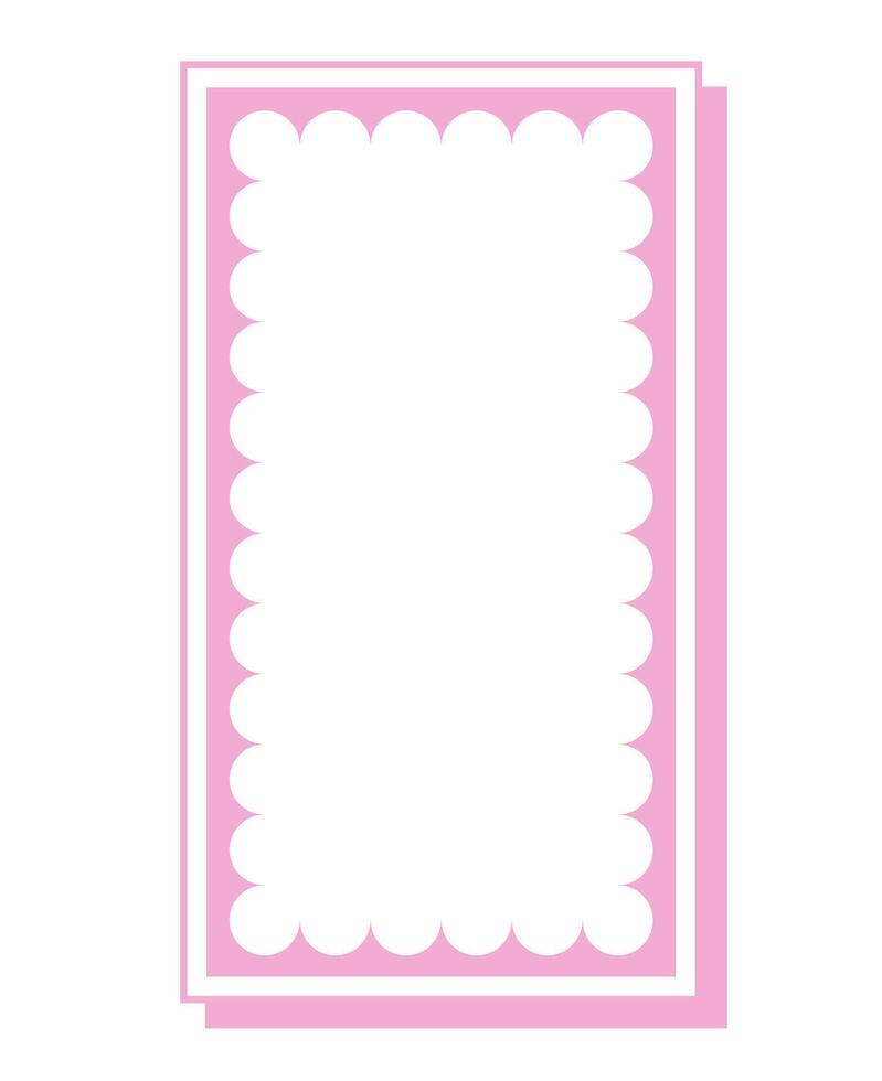 Modern pastel color pink painted rectangular vertical frame for picture or photo, isolated on white background vector