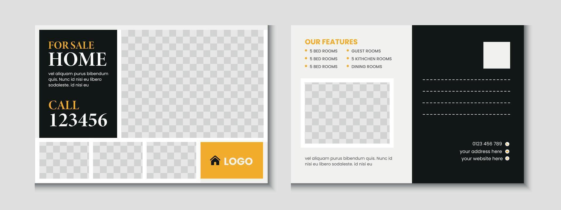 Real Estate Postcard Banner Template Design vector