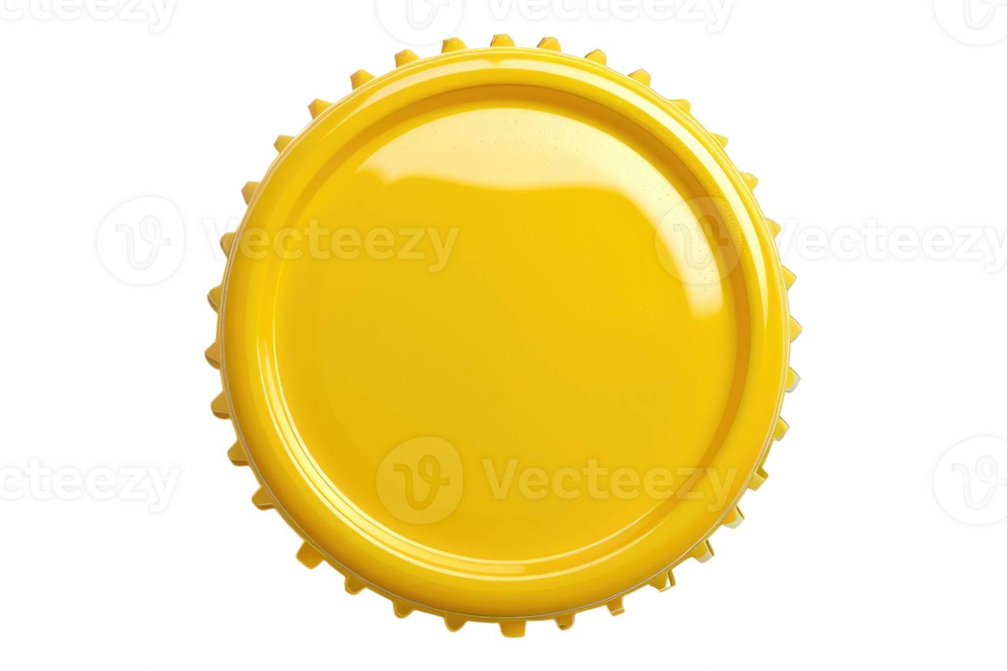 Yellow metallic bottle cap isolated on transparent background. png