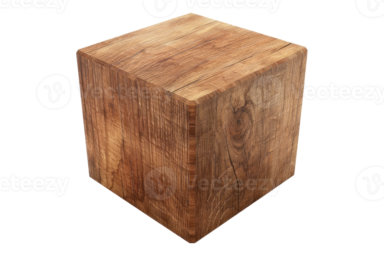 Wooden cuboid isolated on transparent background. png