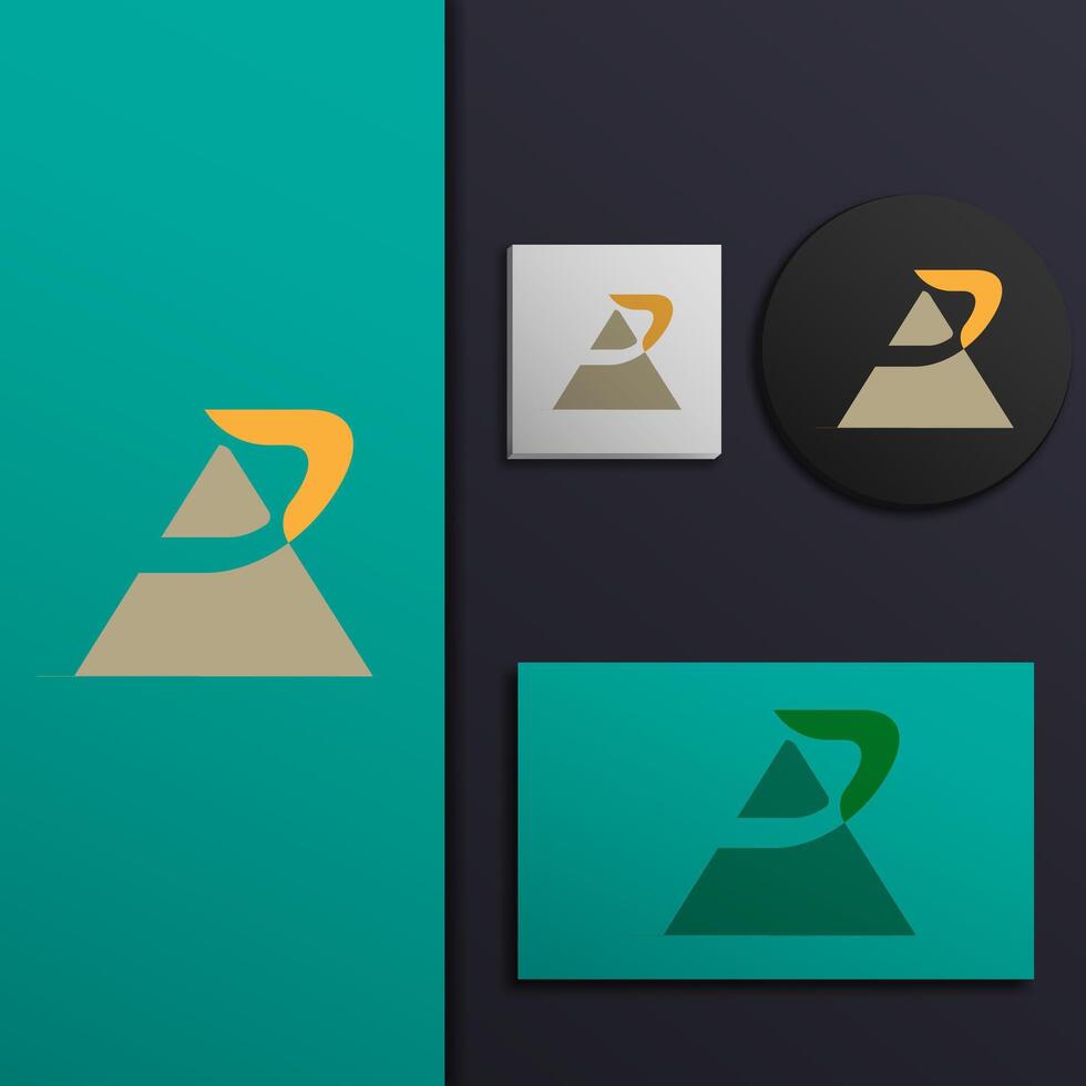 logo icon design letter p pyramid mountain vector
