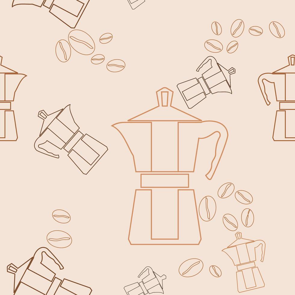 Editable Outline Style Mokapot Coffee Maker Vectorized Illustration Seamless Pattern for Creating Background About Cafe and Coffee Industry vector