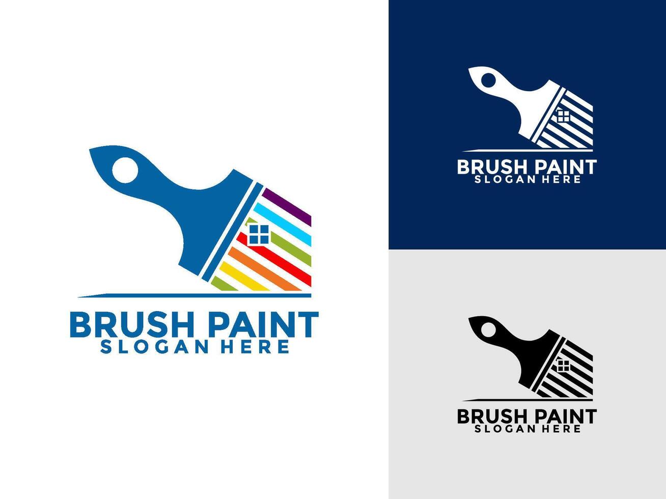 Brush and paint with home modern design logo , paint brush logo template vector
