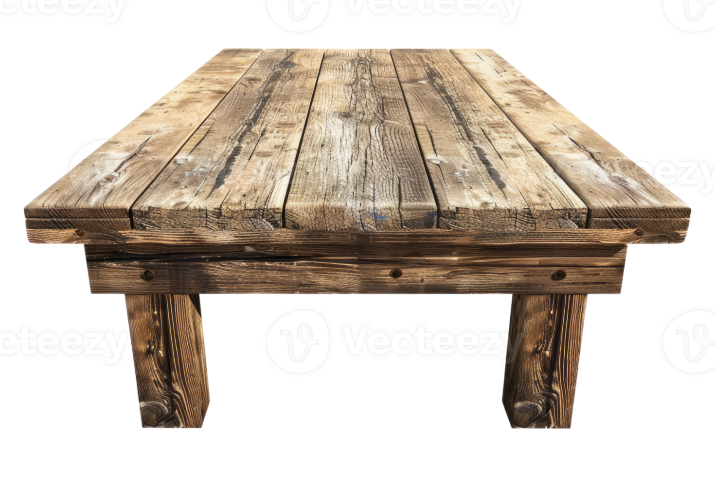 Wooden plank table isolated on transparent background. png