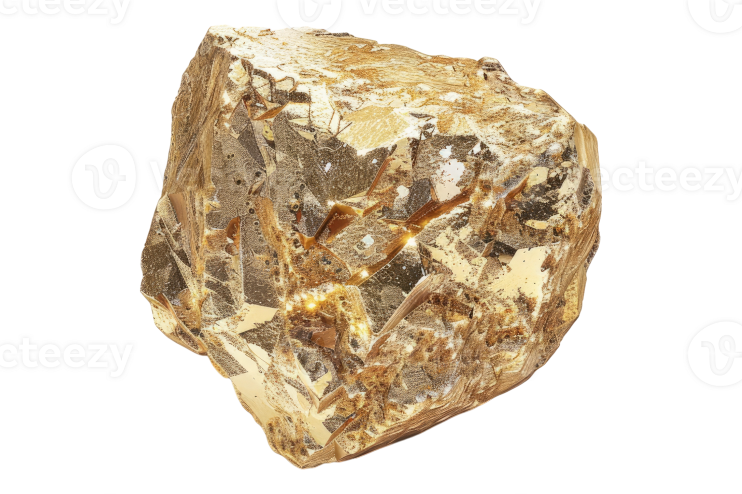 Gold nugget isolated on transparent background. png