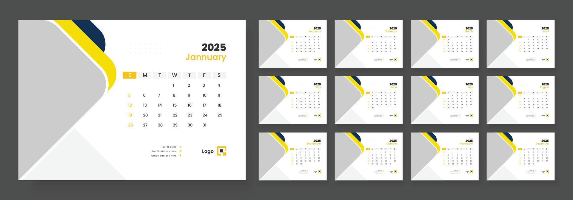 Desk calendar template 2025, corporate desk calendar schedule 2025