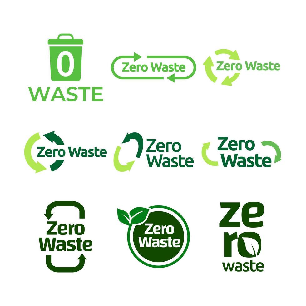 Zero waste icon label set illustration vector