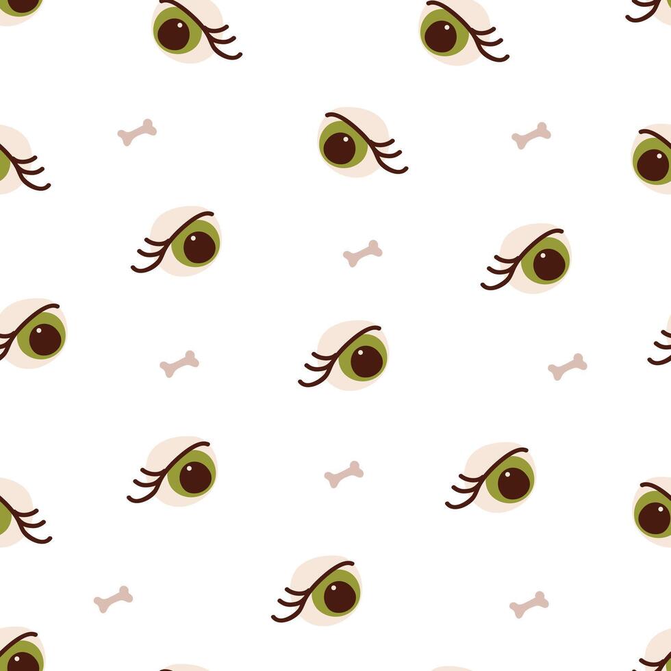 Halloween seamless design with eye, bone. illustration, set, set of elements vector