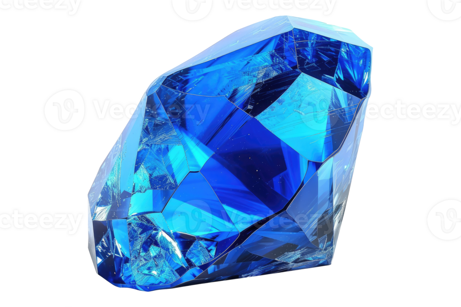 Blue gemstone isolated on transparent background. png