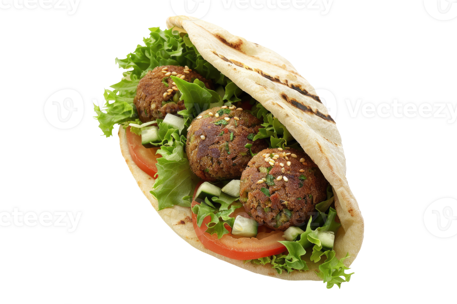 falafel in pita bread isolated on transparent background. png