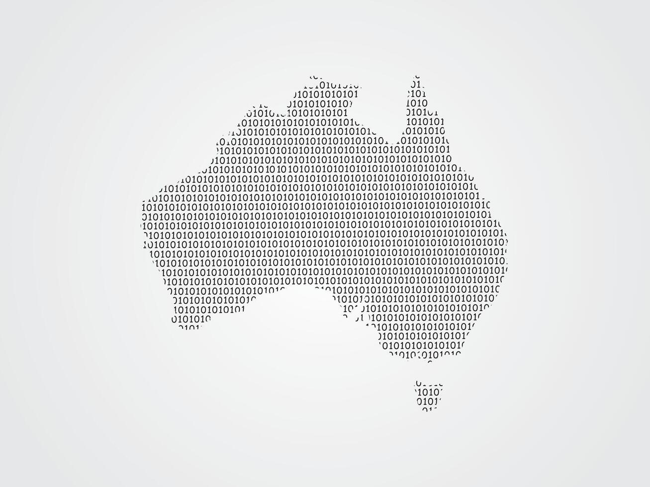 Australia map using binary codes on white background vector