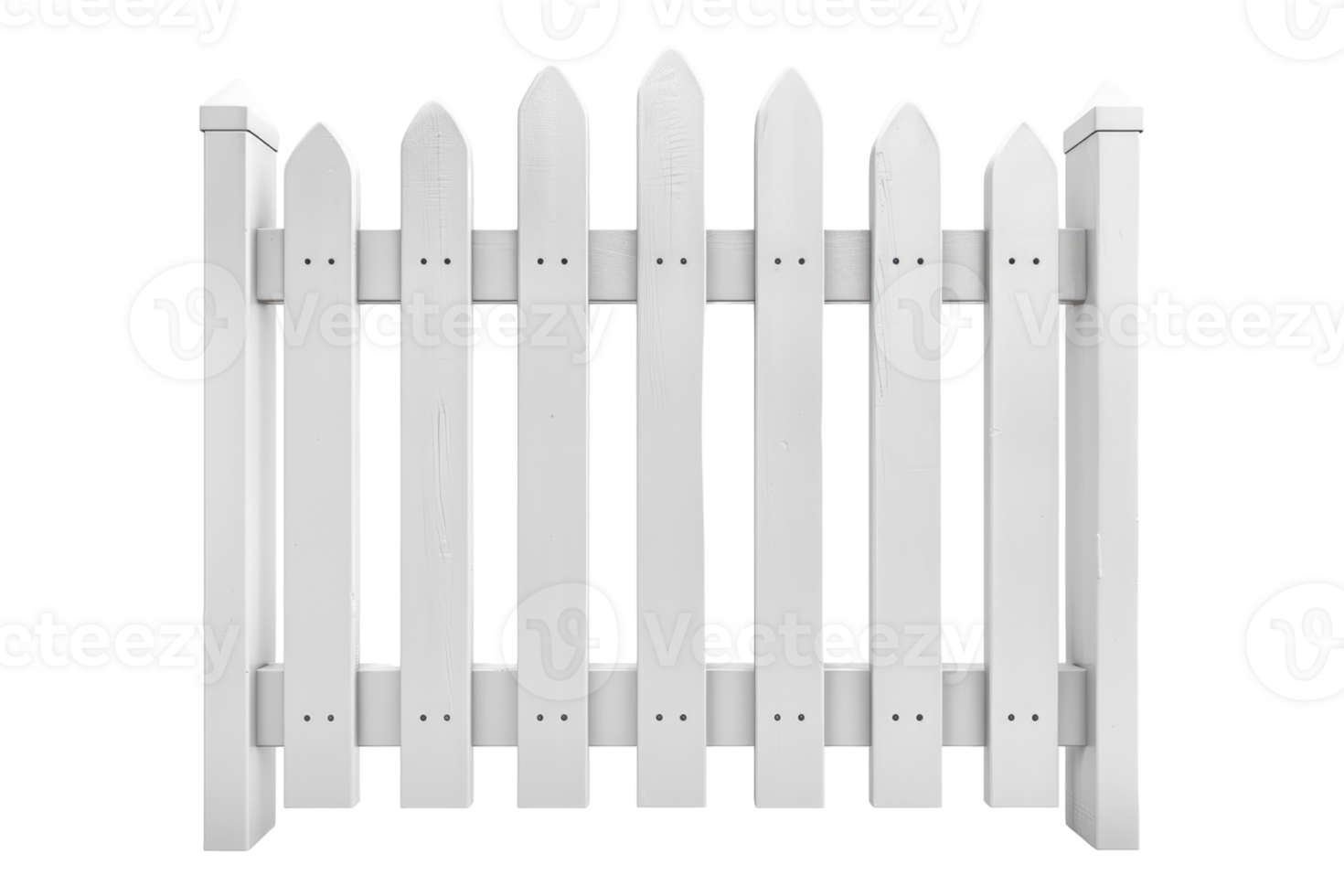 White wooden fence isolated on transparent background. png