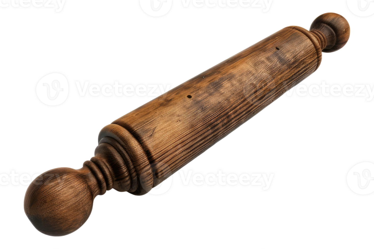 Wooden rolling pin for making round bread, dough, and tortillas isolated on transparent background. png