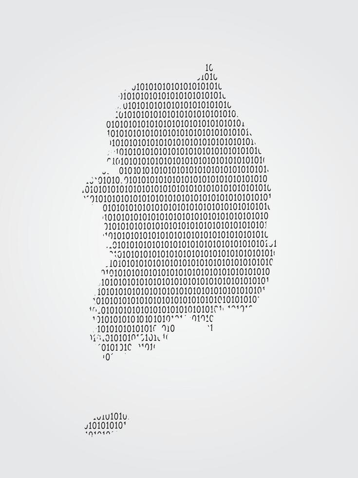 South Korea map using binary codes on white background vector