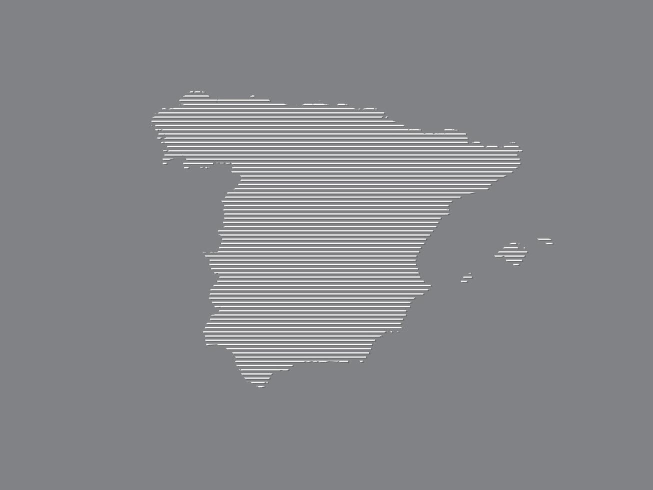 Spain map illustration using simple straight lines of white color on black background vector