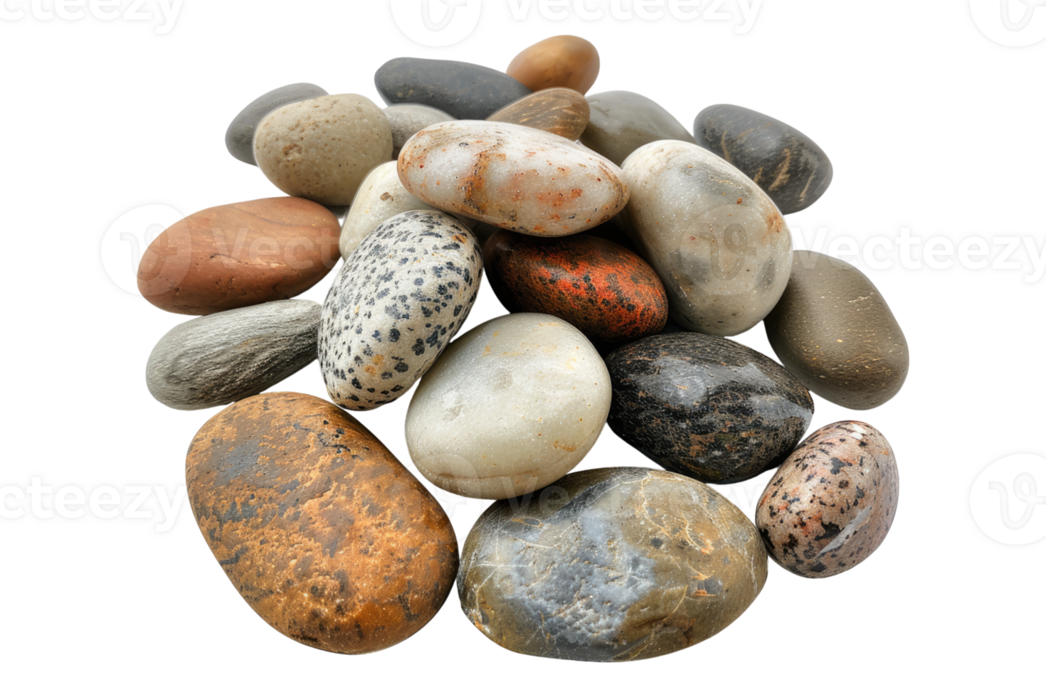 Sea pebble stone isolated on transparent background. png