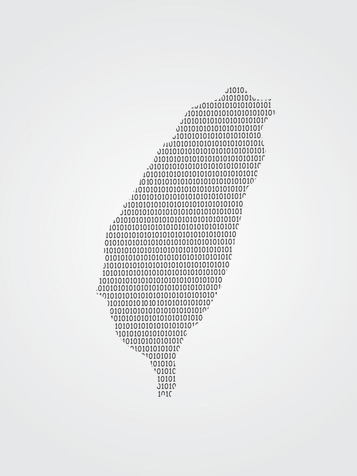 Taiwan map using binary codes on white background vector