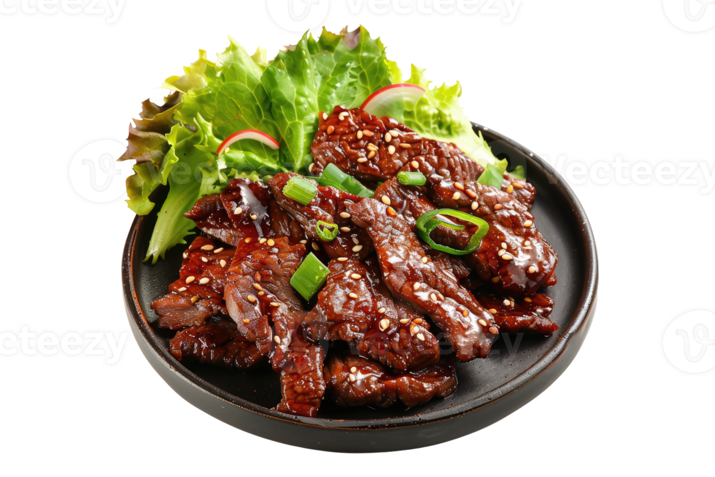 Teriyaki beef isolated on transparent background. png