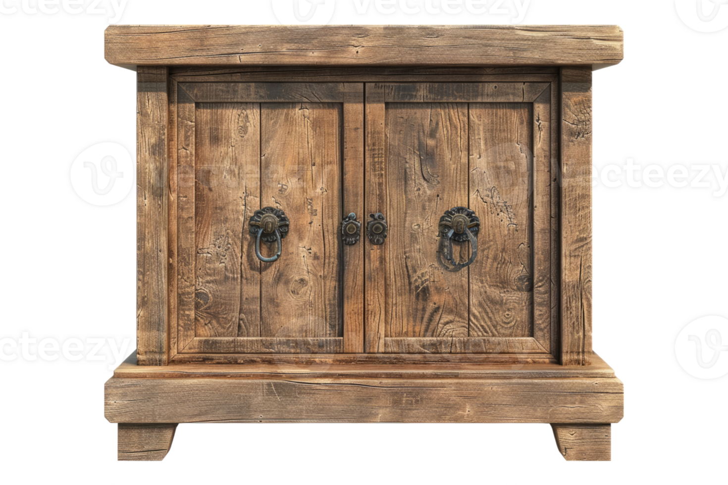 Wooden sideboard isolated on transparent background. png