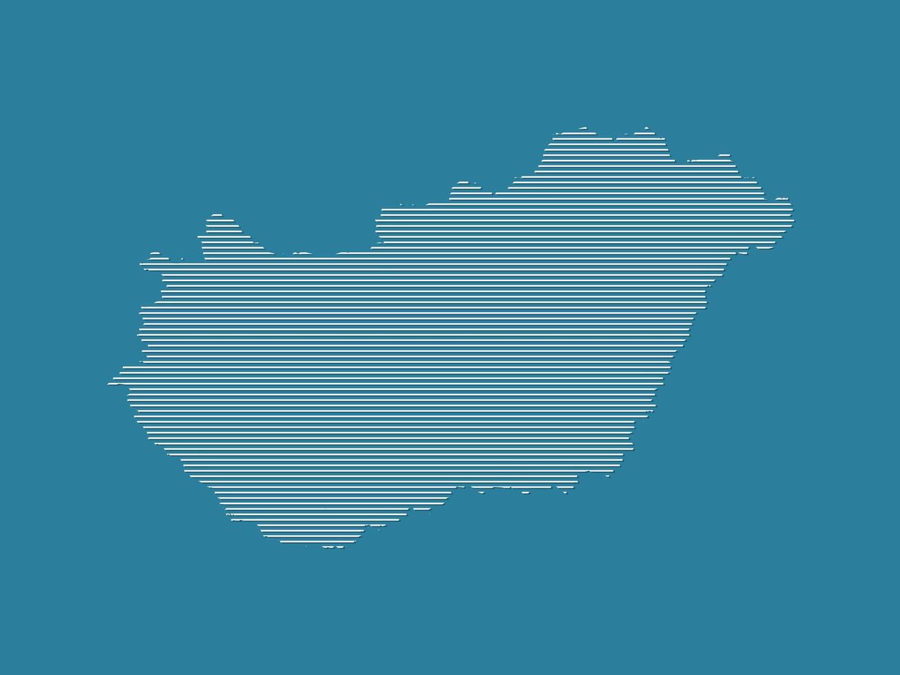 Hungary map illustration using simple straight lines of white color on dark blue background vector