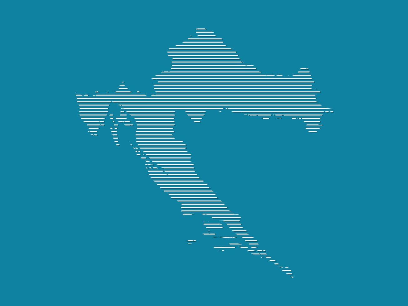 Croatia map illustration using simple straight lines of white color on blue background vector