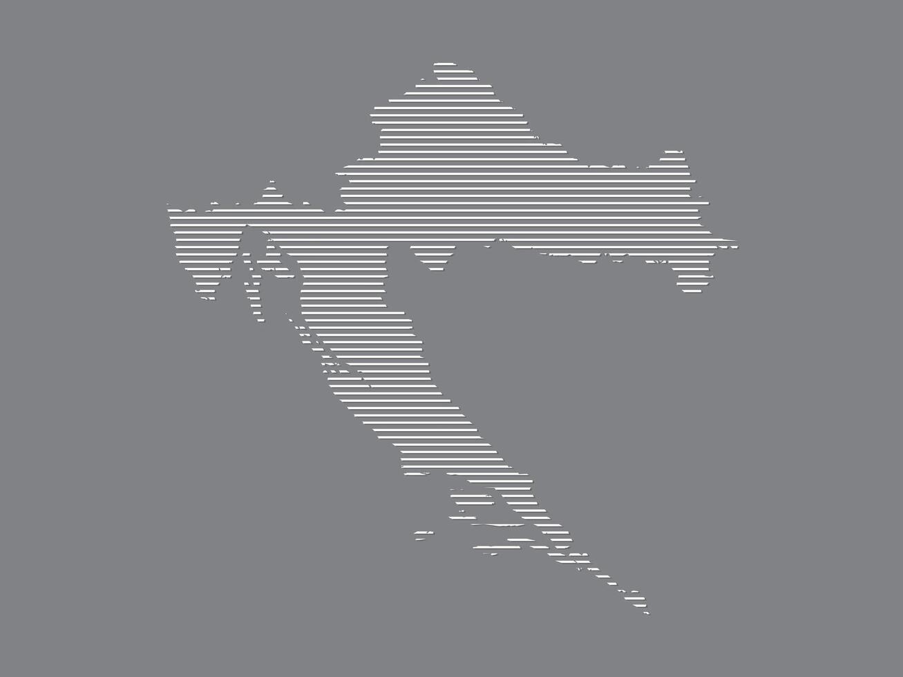 Croatia map illustration using simple straight lines of white color on dark background vector