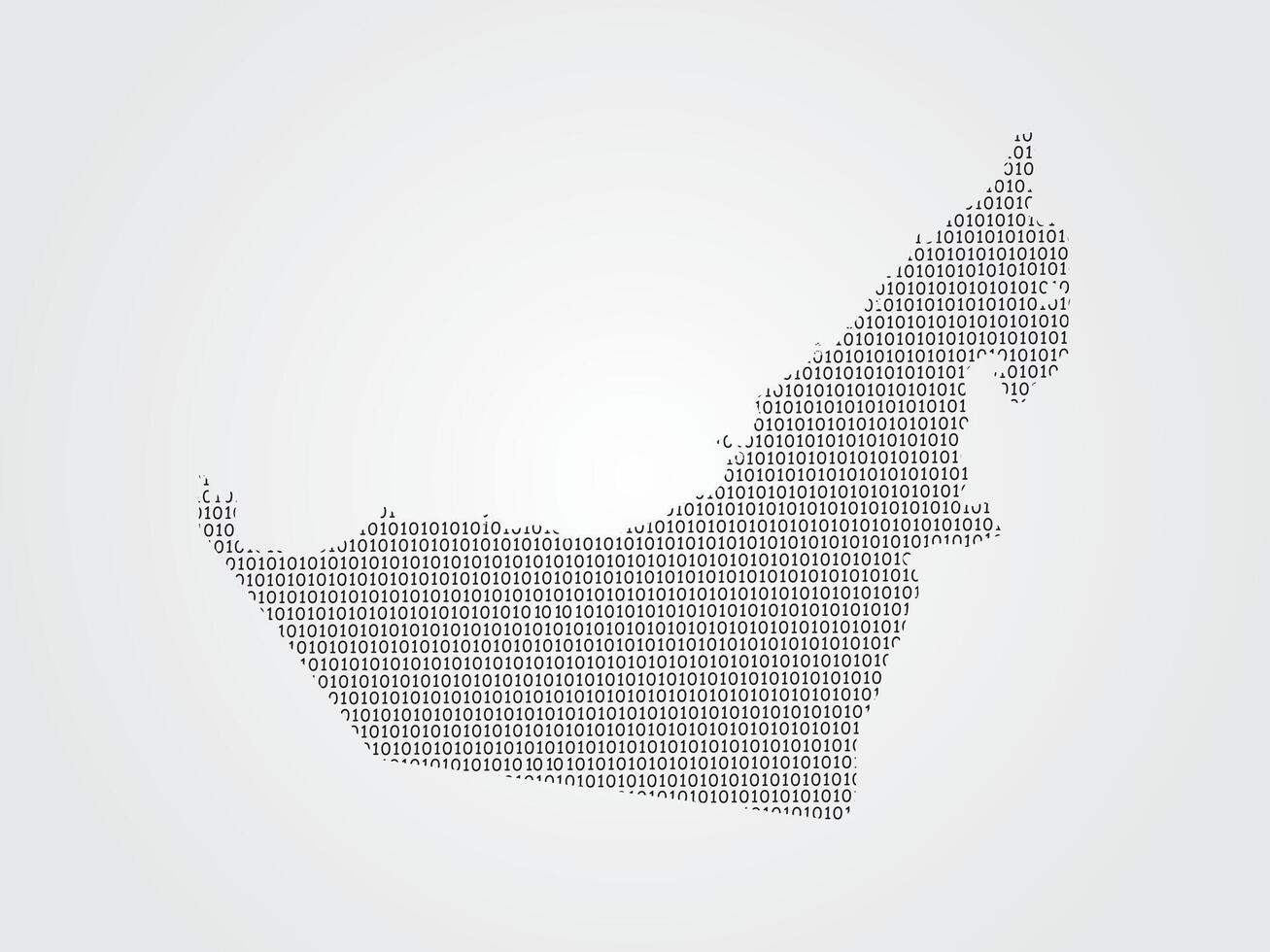 United Arab Emirates or UAE map using binary digits or numbers on light background vector