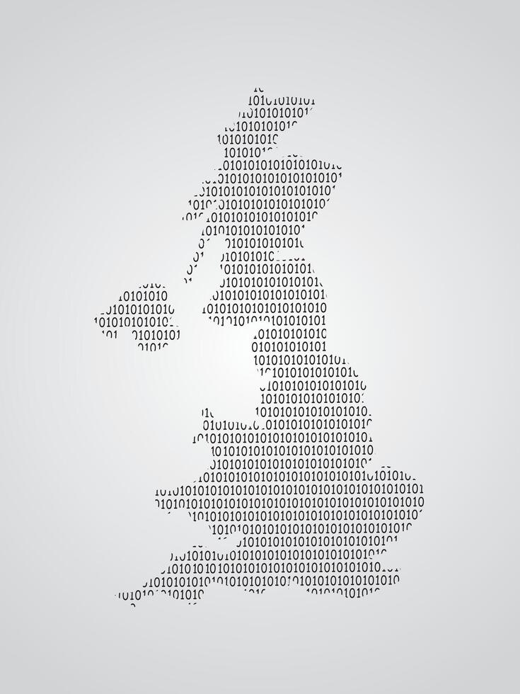 United Kingdom or UK map using binary numbers or signs vector