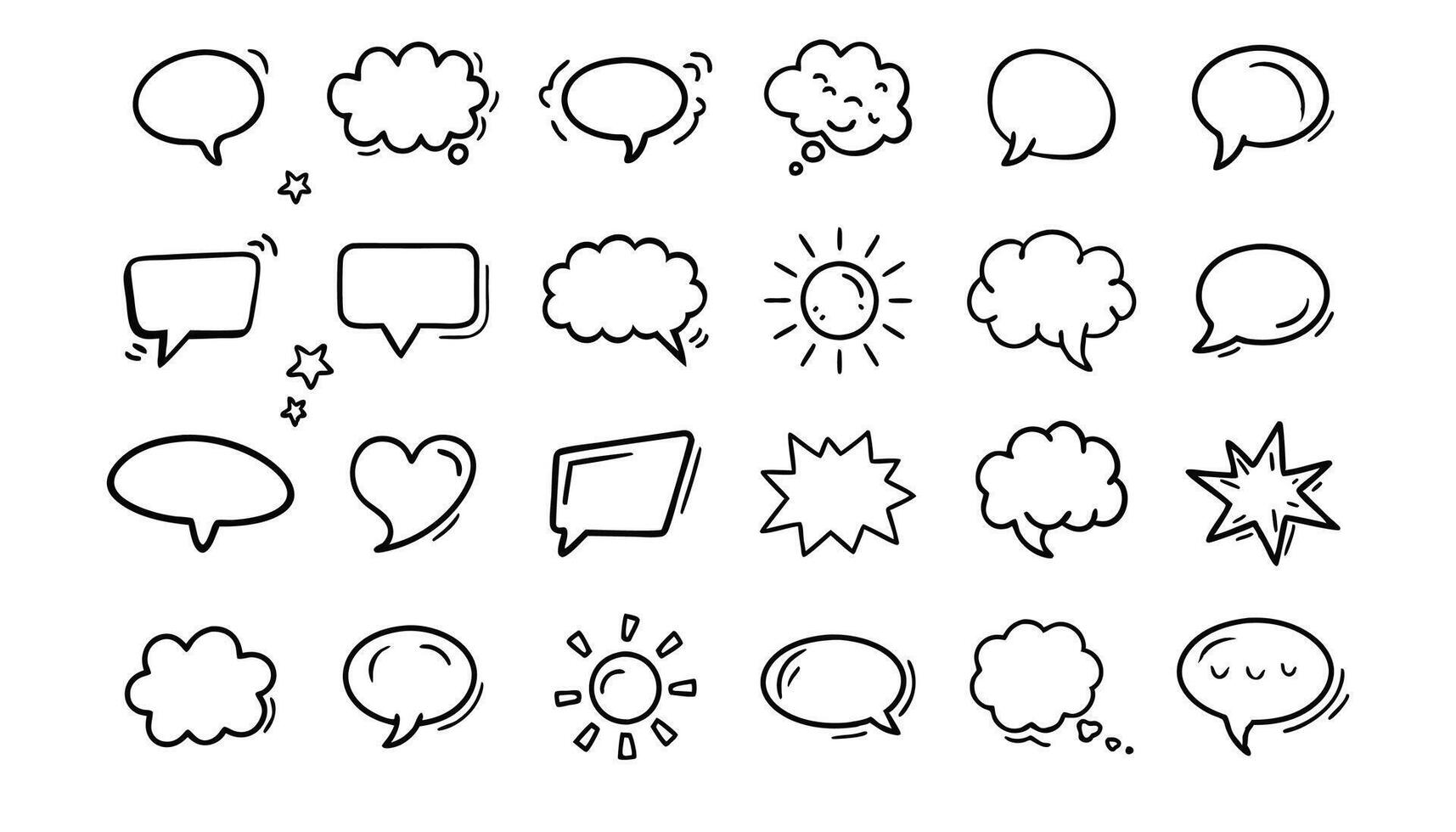 Set of hand drawn doodle speech bubbles. illustration. vector