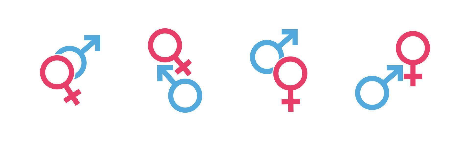 Male and female gender symbol set. vector