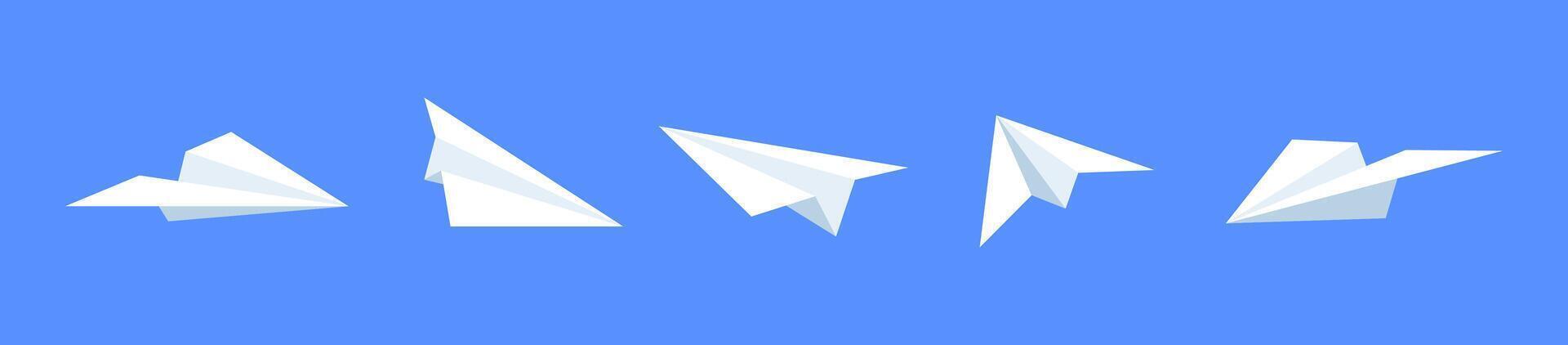 Paper plane set. Planes origami message concept collection. vector