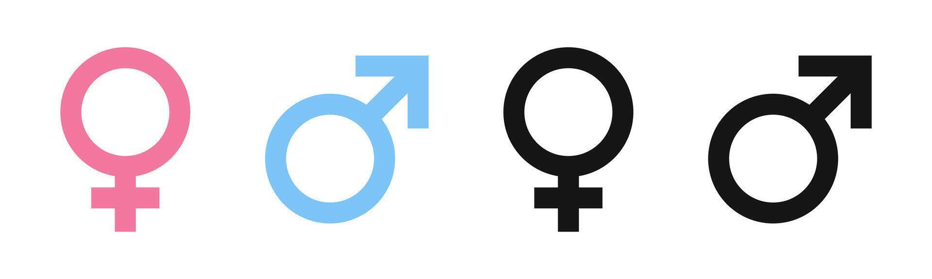 Male and female gender symbol set. vector