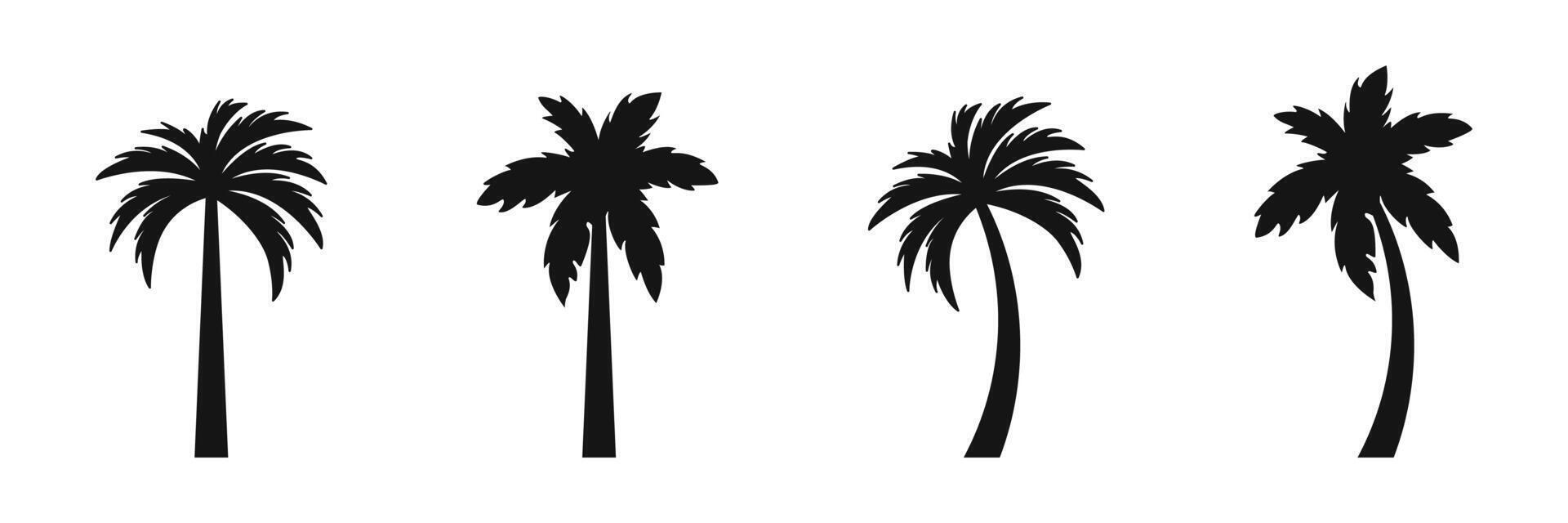Palm tree silhouette icons. vector